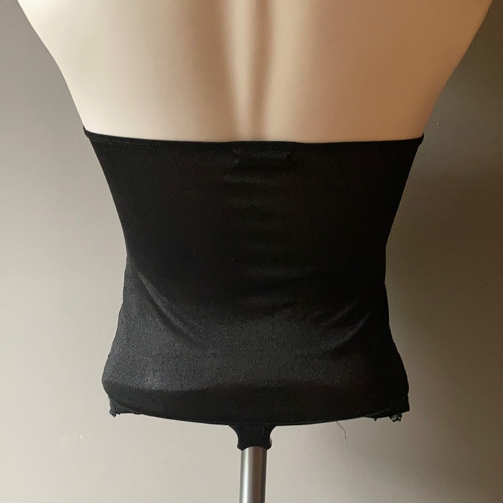Black Lace-Up Satin Bustier Corset Top - Picture 5 of 7